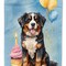 Edge Collections - 11.25" X 15.50" - Multicolor - Bernese Mountain Dog Birthday Flag - 1 Piece